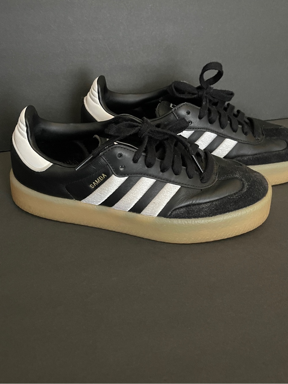 Adidas Sambae Black White Gum Sole Sneakers
